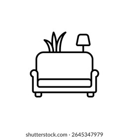Minimalist Living Room With Couch Lamp And Plant Line Art