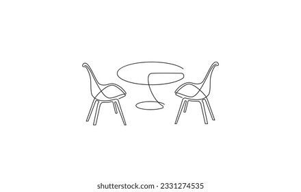 Decoración minimalista de la sala de estar con silla y diseño de logotipo. sillón esquemático, decoración de hogar, diseño vectorial. Logotipo de diseño de muebles