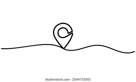 Minimalist  location icon continuous one-line drawing vector illustration