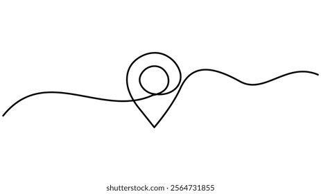 Minimalist  location icon continuous one-line drawing vector illustration