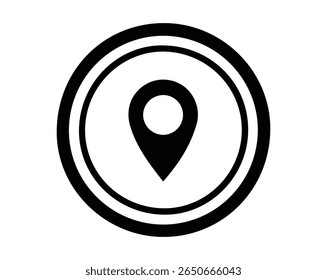 Minimalist Location Marker Icon in Circular Frame, Vector file.