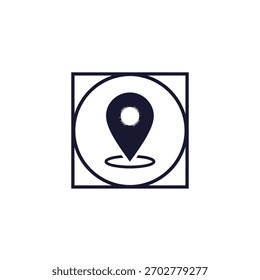 Ícone de marcador de localização minimalista em um quadro circular, projetado para aplicativos de navegação
