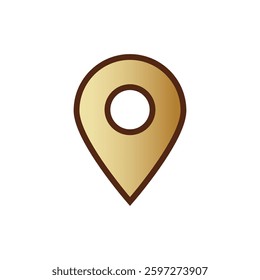 A minimalist location pin icon with a brown and yellow gradient color scheme and clean lines.