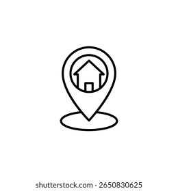 Minimalist Location Pin Icon Featuring A Home Silhouette For Real Estate