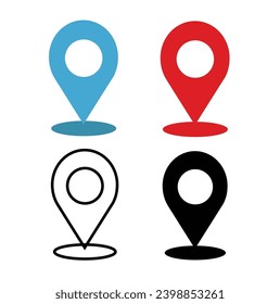 Juego de iconos de anclaje de ubicación mínima para mapas y navegación