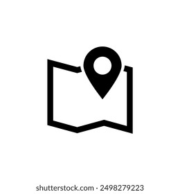 Minimalist location pin on map icon, perfect for navigation and travel applications.