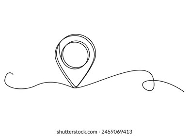 Minimalist location pin vector. Continuous line drawing. Navigation symbol illustration. Geolocation concept Vector.
