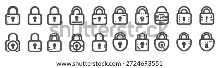 minimalist lock icon collection line art logo set 
