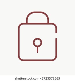 Icono de candado minimalista en marrón. Diseño de cerradura simple con un ojo de cerradura. Símbolo de cerradura marrón sobre un fondo blanco. Perfecto para temas de seguridad. Cerradura, ojo de la cerradura, marrón. Vector de elemento de diseño.