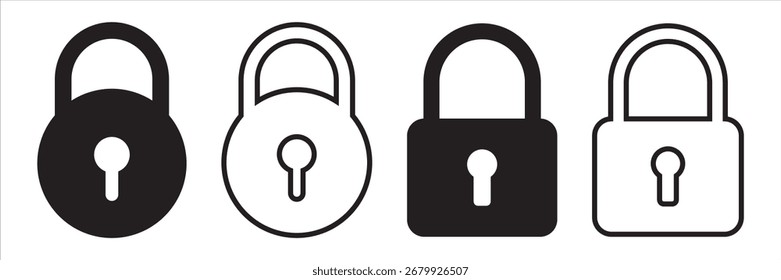 Minimalist lock icon set or Safety icon set for app ui website and logo