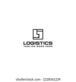 Minimalist logistics logo design square arrow icon for business branding