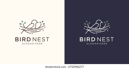 minimalist logo bird nest logo vector illustration.