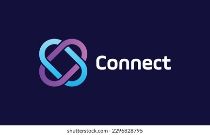 Minimalist logo chain connection for technology and industry