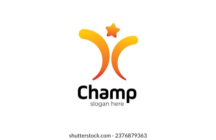 Minimalist logo champion trophy sign symbol of the best achievement