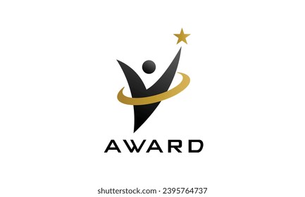 Minimalist logo champion trophy sign symbol of the best achievement