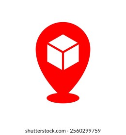 minimalist logo combination box and location pin