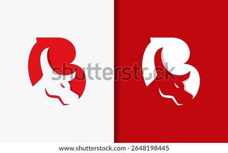 Minimalist logo combining letter B and bull head using negative space. Perfect for bold branding in sports, finance, tech, and modern businesses.