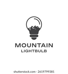 Minimalist logo combining mountains and light bulbs