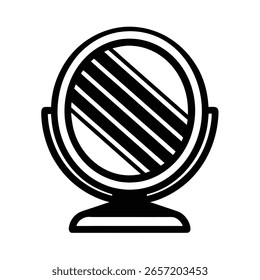 Minimalist logo a compact mirror with striped reflection makeup beauty