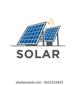 A minimalist logo depicting solar panels with a stylized sun, representing renewable energy, sustainable power, and eco-friendly solutions. green technology solar panel logo, solar energy logo.
