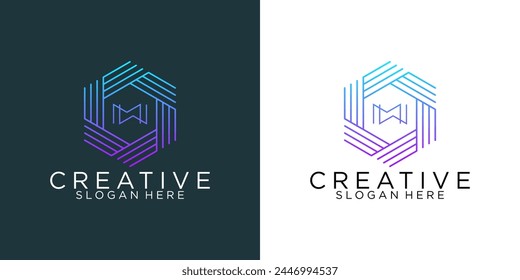 Diseño de logo minimalista. Diseño abstracto e iniciales M	