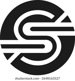 Letra abstrata de design de logotipo minimalista s dentro de um estilo moderno de forma circular