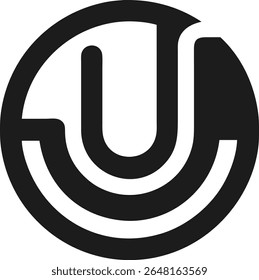 Minimalist logo design abstract letter u within a circular vector shape