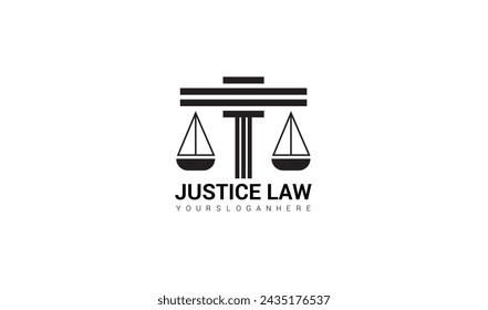 A minimalist logo design with abstract lines forming the scales of justice, representing the interconnectedness of all aspects of the legal system.
