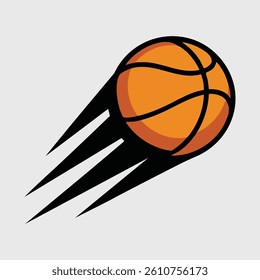 A minimalist logo design of a basketball in motion fast basketball.eps
