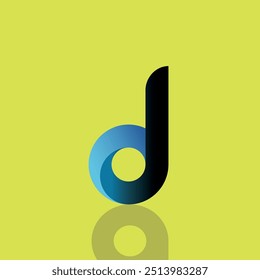 Minimalist logo design D shape 3d
