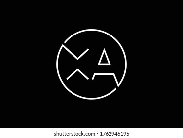 Minimalist Logo Design Featuring Abstract Lettering XA in a Circular Frame on Black Background