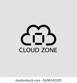 A minimalist logo design featuring abstract cloud imagery, utilizing a vibrant color palette for a tech brand called Cloud Zone.