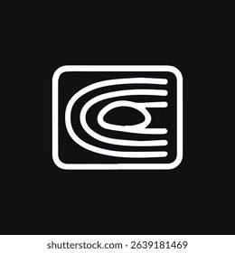 A minimalist logo design featuring abstract curved lines within a rounded square shape conveying simplicity and modernity for branding and visual identity.