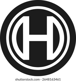 Minimalist logo design featuring abstract letter h inside a circular shape