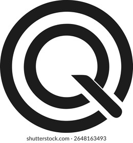 Minimalist logo design featuring abstract letter q inside concentric circle elements
