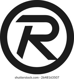 Minimalist logo design featuring abstract letter r inside a circular shape