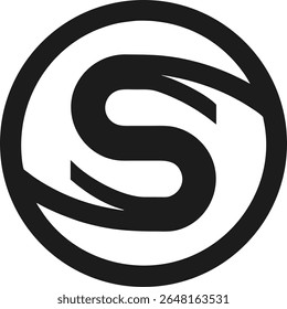 Minimalist logo design featuring abstract letter s and a circular shape