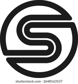 Design de logotipo minimalista com letra abstrata s dentro de uma forma circular