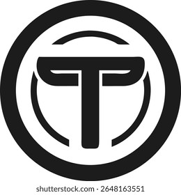 Minimalist logo design featuring abstract letter t inside a circular shape