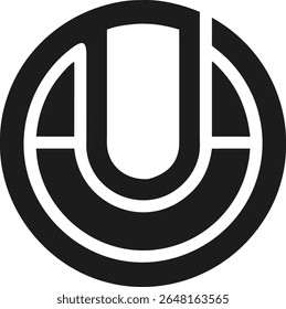 Minimalist logo design featuring abstract letter u within a circular structure