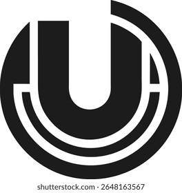 Minimalist logo design featuring an abstract letter u inside a circle