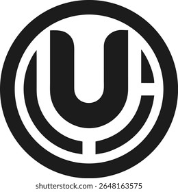 Minimalist logo design featuring an abstract letter u within a circular motif