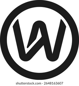 Design de logotipo minimalista com uma letra abstrata w dentro de um círculo