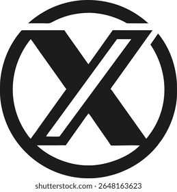 Design de logotipo minimalista com letra abstrata x em uma forma de vetor circular