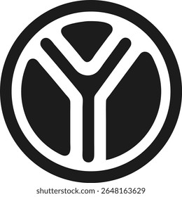 Design de logotipo minimalista com uma letra abstrata y dentro de um quadro circular