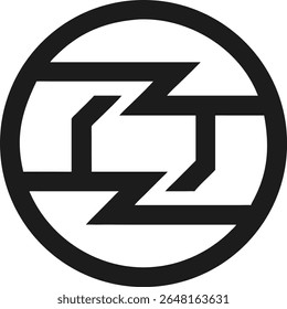 Minimalist logo design featuring abstract letter z incorporated within a circle shape
