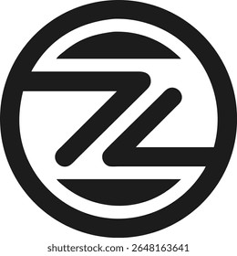 Minimalist logo design featuring abstract letter z within a simple circle