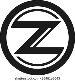 Minimalist logo design featuring abstract letter z inside a circular frame
