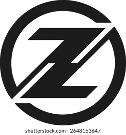 Minimalist logo design featuring an abstract letter z in a circular frame