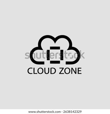 A minimalist logo design featuring abstract cloud imagery, utilizing a vibrant color palette for a tech brand called Cloud Zone.